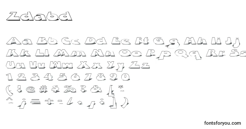 A fonte Zdabd – alfabeto, números, caracteres especiais