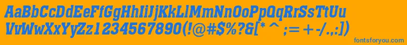 AMonumentonrDemibolditalic-Schriftart – Blaue Schriften auf orangefarbenem Hintergrund