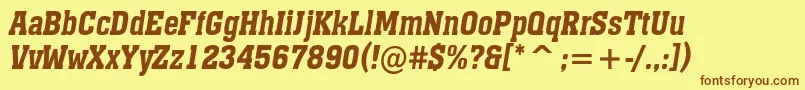 フォントAMonumentonrDemibolditalic – 茶色の文字が黄色の背景にあります。