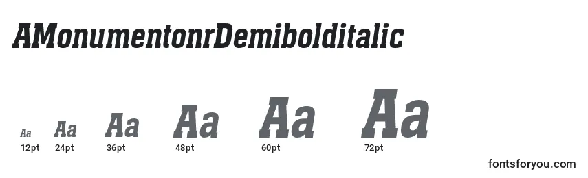 Размеры шрифта AMonumentonrDemibolditalic
