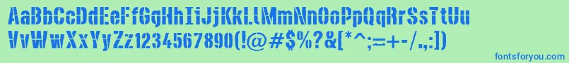 DieselstencilRough Font – Blue Fonts on Green Background