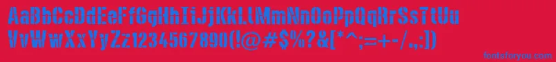 DieselstencilRough Font – Blue Fonts on Red Background
