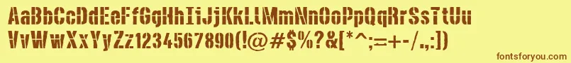 DieselstencilRough Font – Brown Fonts on Yellow Background