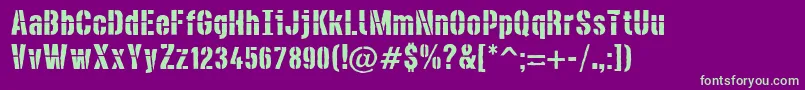 DieselstencilRough Font – Green Fonts on Purple Background