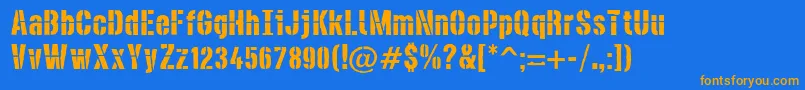 DieselstencilRough Font – Orange Fonts on Blue Background