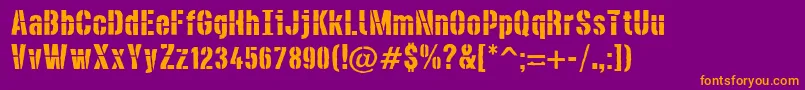 DieselstencilRough Font – Orange Fonts on Purple Background