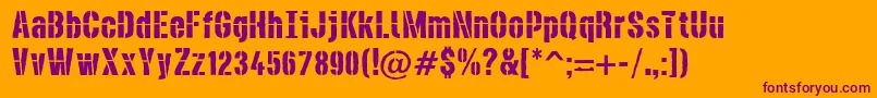 DieselstencilRough Font – Purple Fonts on Orange Background