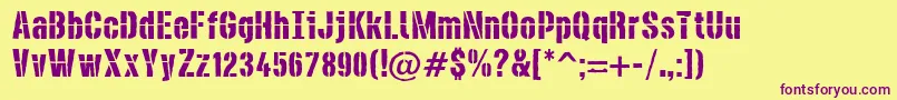 DieselstencilRough Font – Purple Fonts on Yellow Background