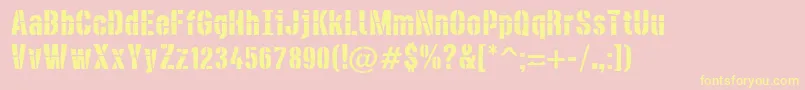 DieselstencilRough Font – Yellow Fonts on Pink Background