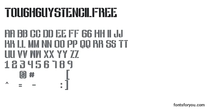 ToughguyStencilFree-fontti – aakkoset, numerot, erikoismerkit