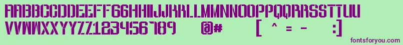 ToughguyStencilFree-Schriftart – Violette Schriften auf grünem Hintergrund