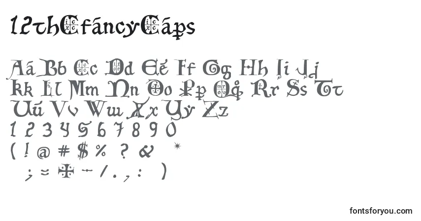 Schriftart 12thCfancyCaps – Alphabet, Zahlen, spezielle Symbole