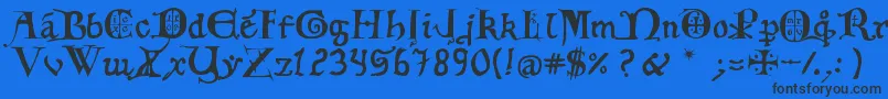 12thCfancyCaps Font – Black Fonts on Blue Background