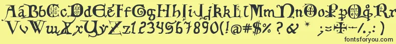 Шрифт 12thCfancyCaps – чёрные шрифты на жёлтом фоне