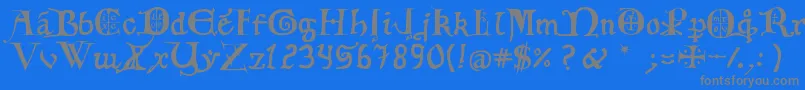 12thCfancyCaps Font – Gray Fonts on Blue Background