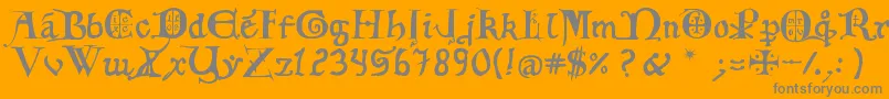 12thCfancyCaps-Schriftart – Graue Schriften auf orangefarbenem Hintergrund