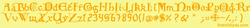 12thCfancyCaps Font – Orange Fonts on Yellow Background