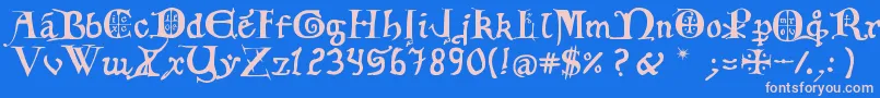 フォント12thCfancyCaps – ピンクの文字、青い背景