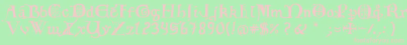 12thCfancyCaps-fontti – vaaleanpunaiset fontit vihreällä taustalla