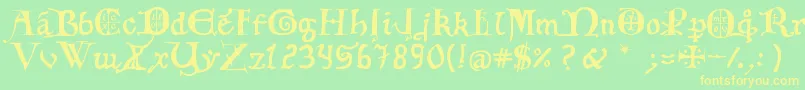 12thCfancyCaps Font – Yellow Fonts on Green Background