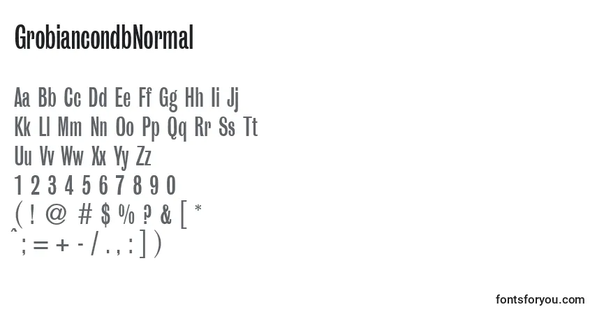 A fonte GrobiancondbNormal – alfabeto, números, caracteres especiais