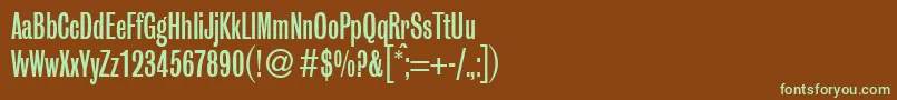 フォントGrobiancondbNormal – 緑色の文字が茶色の背景にあります。