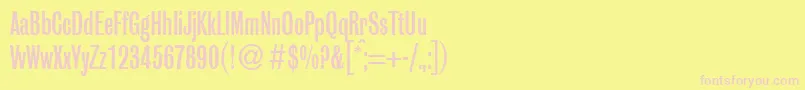 GrobiancondbNormal-fontti – vaaleanpunaiset fontit keltaisella taustalla