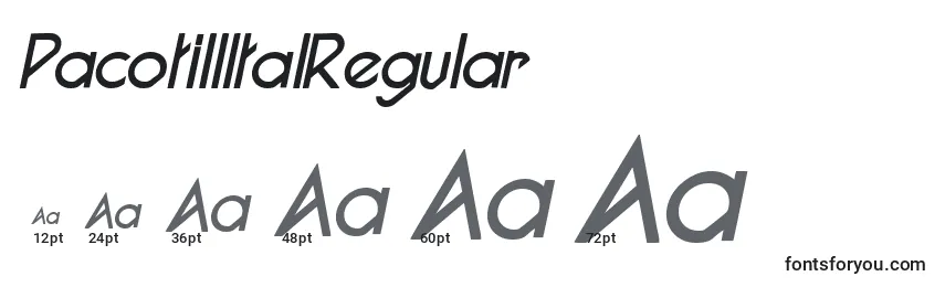 PacotillItalRegular Font Sizes