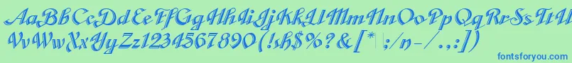 CabargaCursivaLetPlain.1.0 Font – Blue Fonts on Green Background