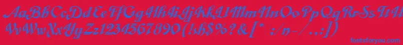 CabargaCursivaLetPlain.1.0 Font – Blue Fonts on Red Background