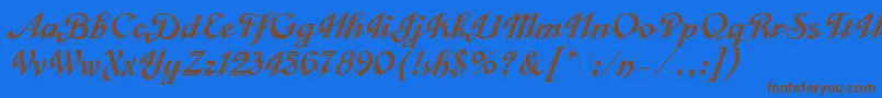 CabargaCursivaLetPlain.1.0-Schriftart – Braune Schriften auf blauem Hintergrund