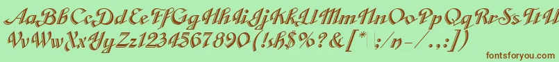 CabargaCursivaLetPlain.1.0 Font – Brown Fonts on Green Background