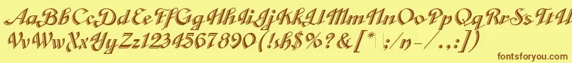 CabargaCursivaLetPlain.1.0 Font – Brown Fonts on Yellow Background