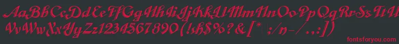 CabargaCursivaLetPlain.1.0 Font – Red Fonts on Black Background