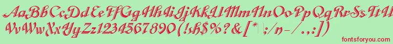 CabargaCursivaLetPlain.1.0 Font – Red Fonts on Green Background