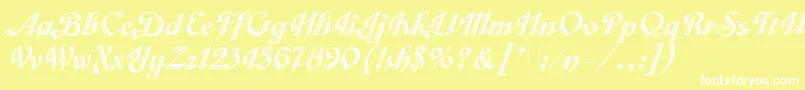 Шрифт CabargaCursivaLetPlain.1.0 – белые шрифты на жёлтом фоне