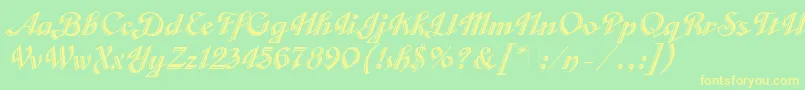CabargaCursivaLetPlain.1.0 Font – Yellow Fonts on Green Background