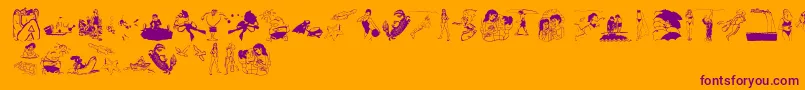 Шрифт Beachbats – фиолетовые шрифты на оранжевом фоне