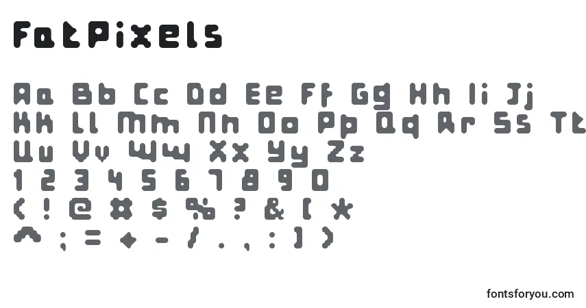 FatPixels-fontti – aakkoset, numerot, erikoismerkit