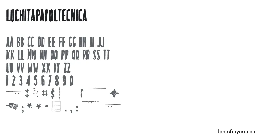 Fuente LuchitapayolTecnica - alfabeto, números, caracteres especiales