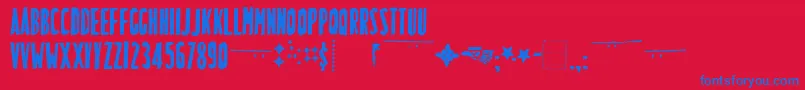 LuchitapayolTecnica-Schriftart – Blaue Schriften auf rotem Hintergrund