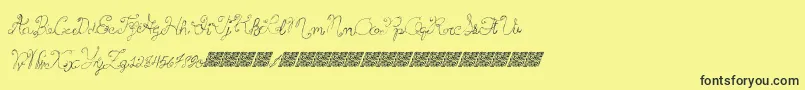 Princesscake-Schriftart – Schwarze Schriften auf gelbem Hintergrund