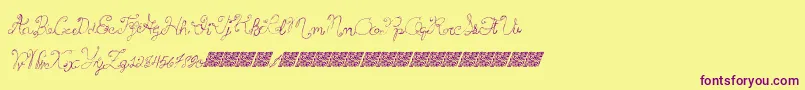 Princesscake-Schriftart – Violette Schriften auf gelbem Hintergrund