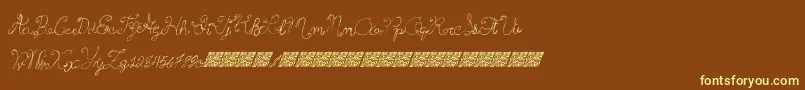 Princesscake-fontti – keltaiset fontit ruskealla taustalla