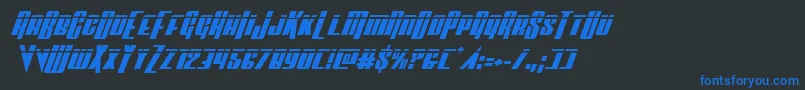Vindicatorlaserital Font – Blue Fonts on Black Background