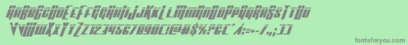 フォントVindicatorlaserital – 緑の背景に灰色の文字