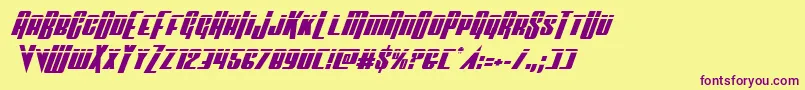 Vindicatorlaserital Font – Purple Fonts on Yellow Background