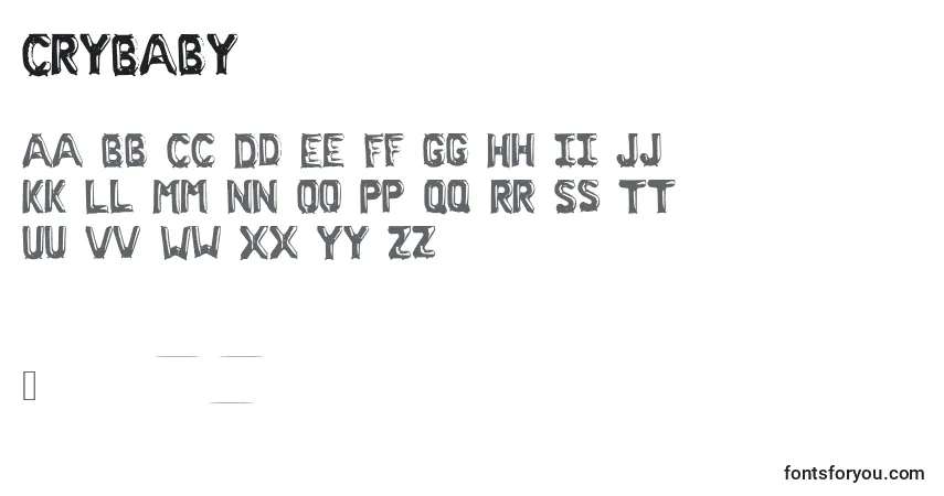 Czcionka CryBaby – alfabet, cyfry, specjalne znaki