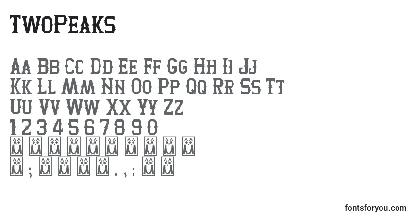 Schriftart TwoPeaks (104197) – Alphabet, Zahlen, spezielle Symbole