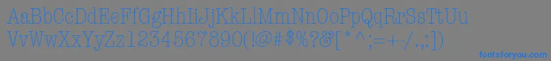 フォントItcAmericanTypewriterLtLightCondensedAlternate – 灰色の背景に青い文字